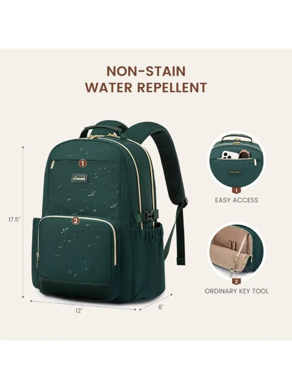 Stylish Waterproof Laptop Backpack for Women, 15.6